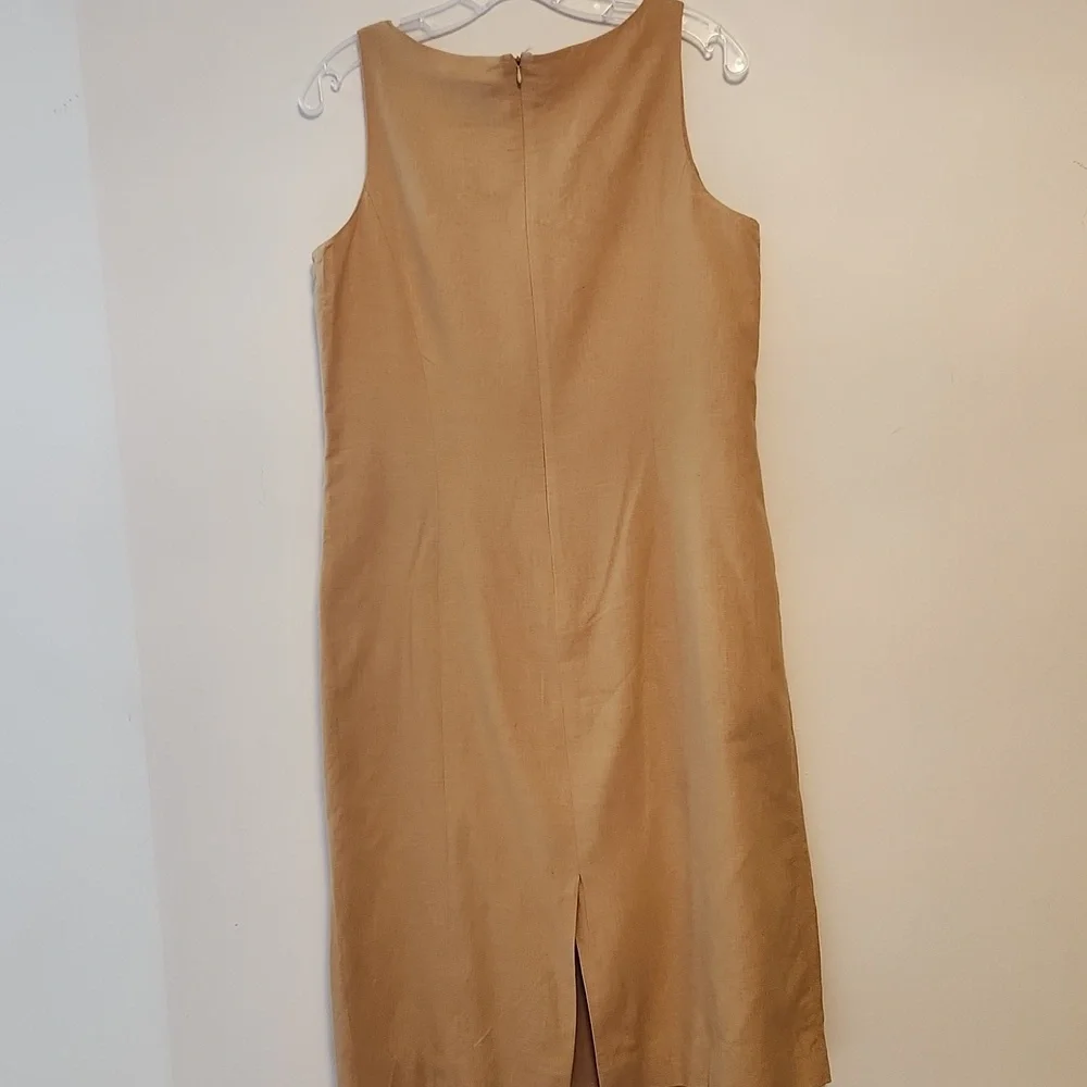 Lennie LNY New York Gold Linen Blend Lace-up Front Shift Dress Sz 12 Vintage